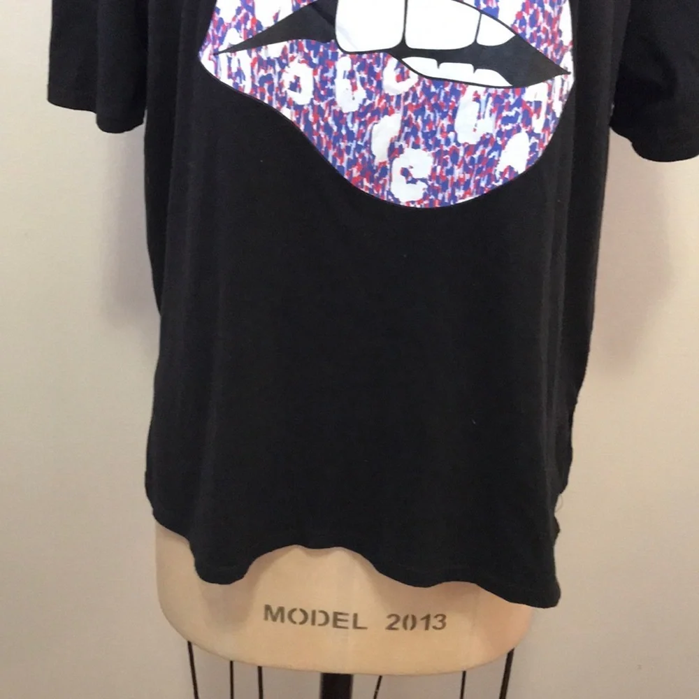 Betsey Johnson Black Lips Mouth Black t-Shirt_4